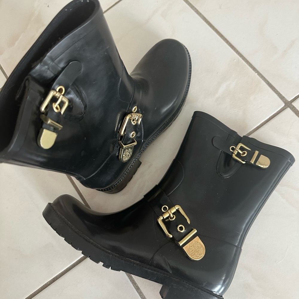 Black Boots with Gold Buckles